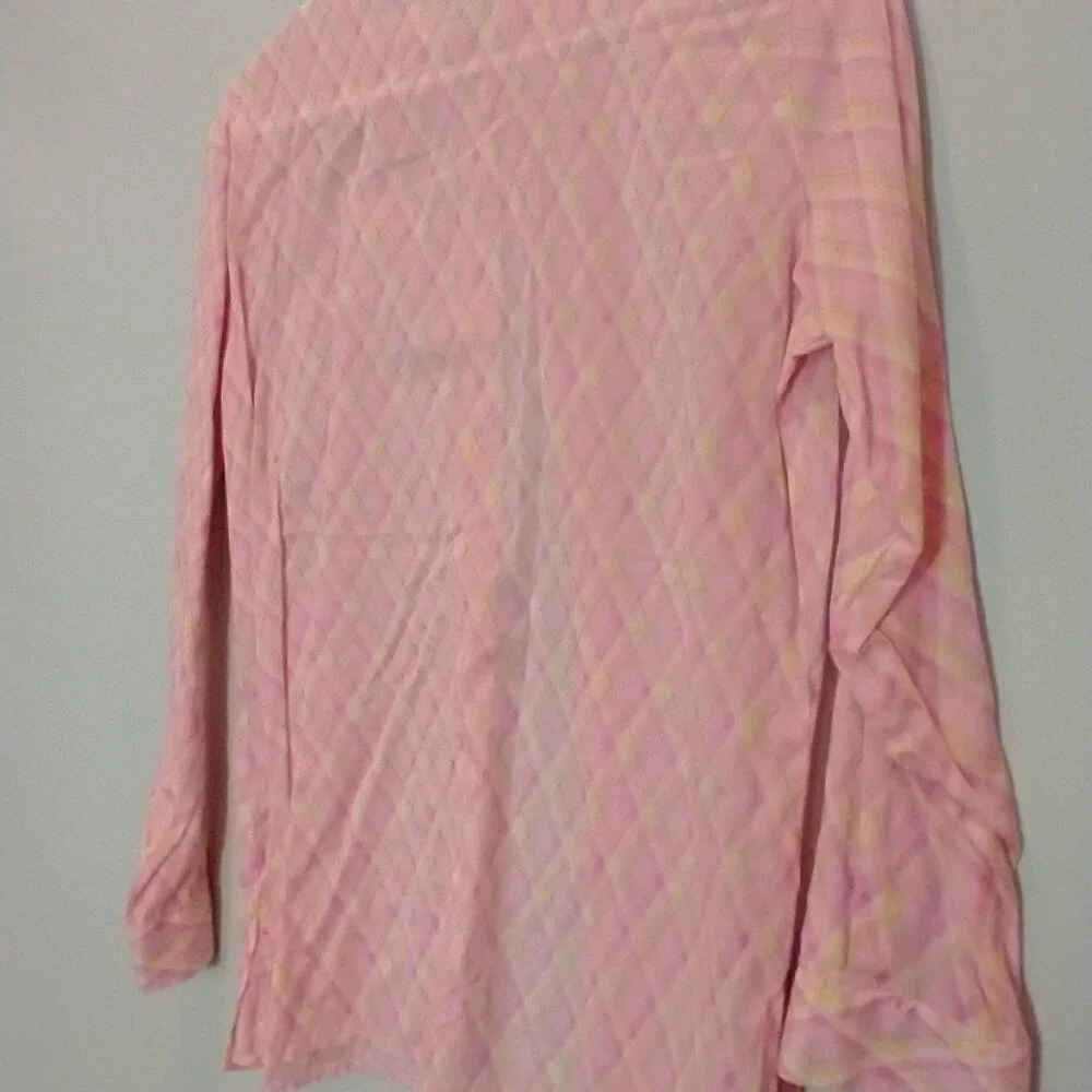 Liz Claiborne Pink & Yellow Plaid Blouse Size SP